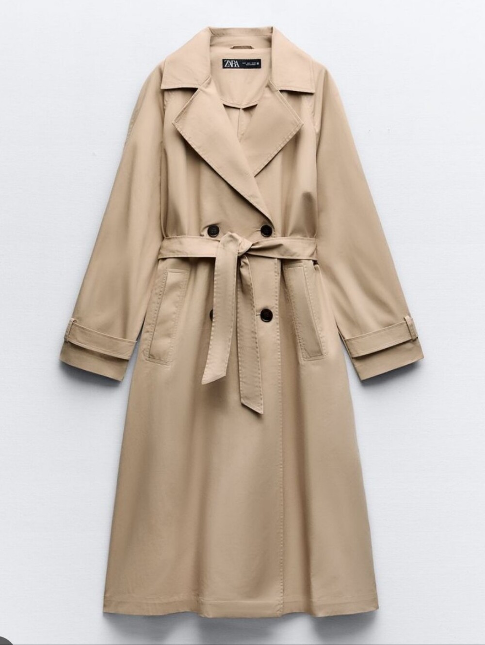 Zara Beige Trench Coat with Belt- L - Picture 1 of 2